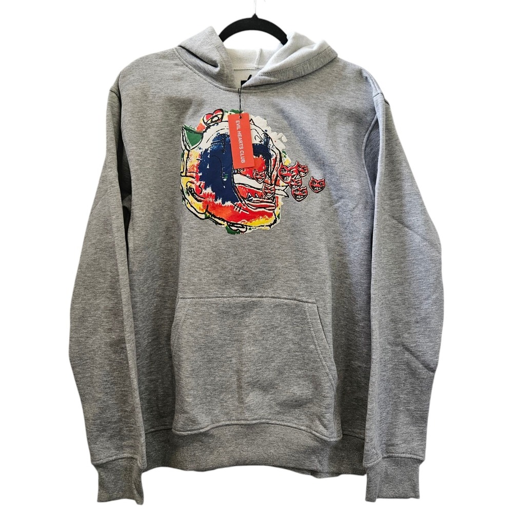 Evil Hearts Club Sweatshirt Sweater Men's XL‎ Grey Hoodie Evil Skater Retro NWT